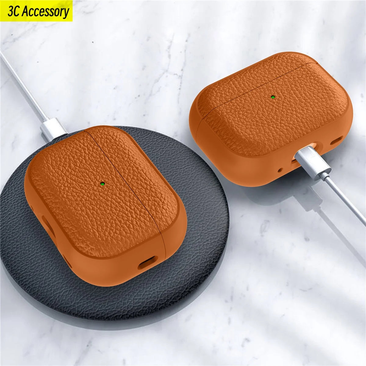 Case for Air Pods Pro 2Nd Case PU Leather Grain Case with Keyring Airpod Wireless Earphone Accessoris for New Air Pods 4 Cases