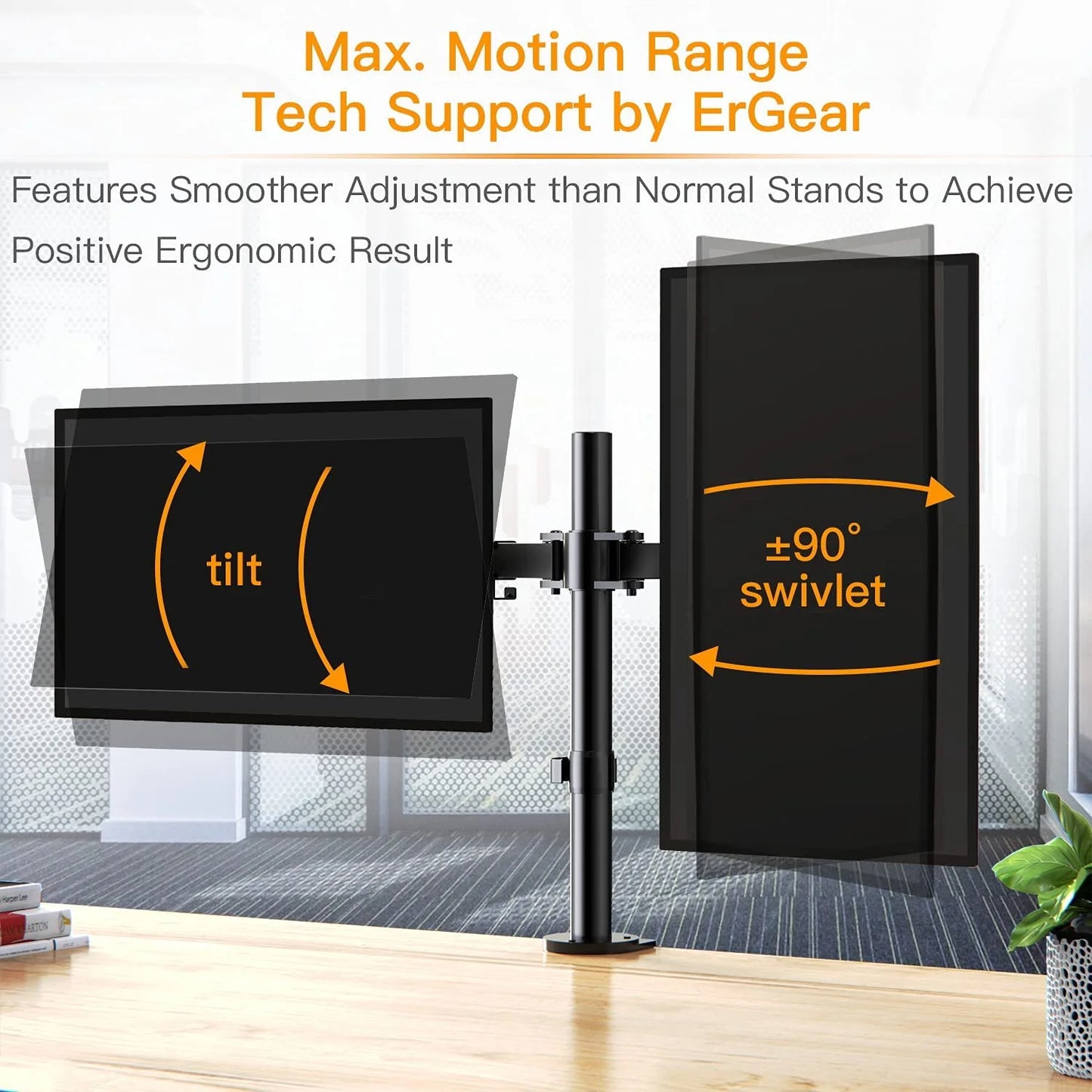 Dual Monitor Stand for 13" to 32" Fully Adjustable Monitor Mount Stand Fits up to 17.6 Lbs per Arm